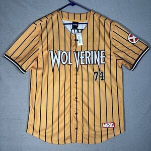 NWT Wolverine Baseball Jersey Men's Size XL Yellow Black Stripe Marvel Box Lunch